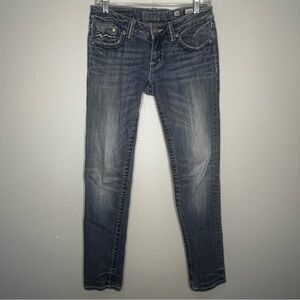Miss Me JD10425 Skinny Jeans Women 28‎ Blue Pocket Zip Embroidered Inseam 30